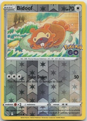Bidoof 059/078 Common Pokemon GO Pokemon Reverse Holo Near Mint