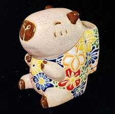 Studio Art Pottery Colorful Flower Glaze Ceramic Capybara Vase Sculpture