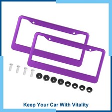 2pcs Aluminum Alloy Auto License Plate Frame Holder 2 Holes Plate Mount Purple