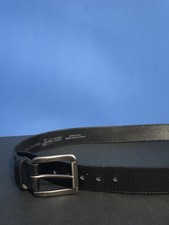 JUSTIN Belt Mens 46 Black Top Grain Leather Made in USA Buckle Western Made USA