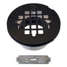 2 In. No-Caulk PVC Compression Shower Drain with 4-1/4 In. round Grid Cover, Oil