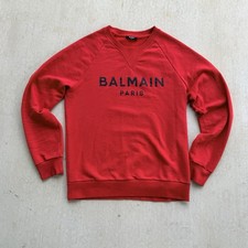 Balmain Paris Crew Neck Sweatshirt Men Size XL Spell Out Red