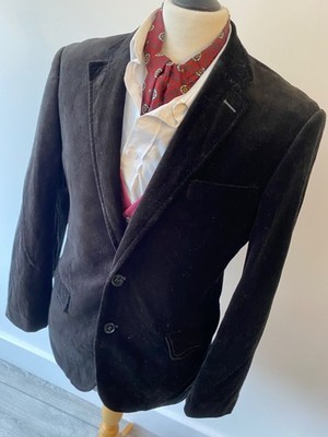 RETRO Herren AVENUE FOCH SCHWARZ SAMT ABENDKLEID HOCHZEIT JACKE 38''