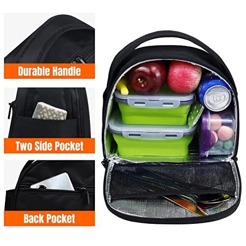 Isolierte Brotzeittasche Brotdose Kühltaschen Schwarz Brotzeittasche Tasche für Bento - Bild 5 von 6