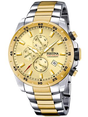 Festina Chronograph Uhr Herrenuhr Edelstahl Chrono Datum bicolor F20562/1