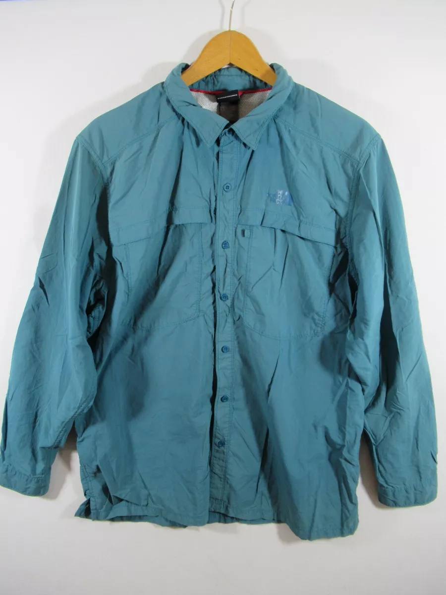 The North Face Vented Shirt Men XL Mesh Liner Solid Teal Long Sleeve  Fishing