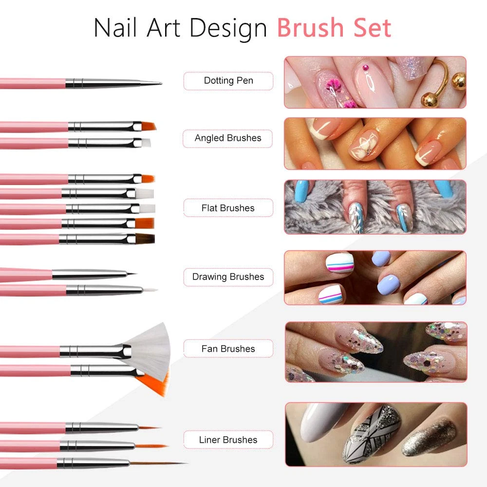 Acrylic Nail Art Kit with Red Rhinestone Gems, Dotting Pen