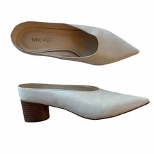 Nine West Womens Off-White Mules 8 1/2 M Zianne Milk Pointed Toe Slip On