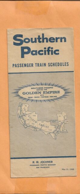 SOUTHERN PACIFIC TRAIN SCHEDULES 1968 VINTAGE