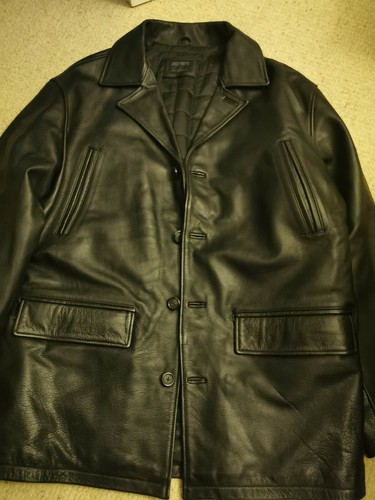 Peter Werth Black Leather Coat Jacket 