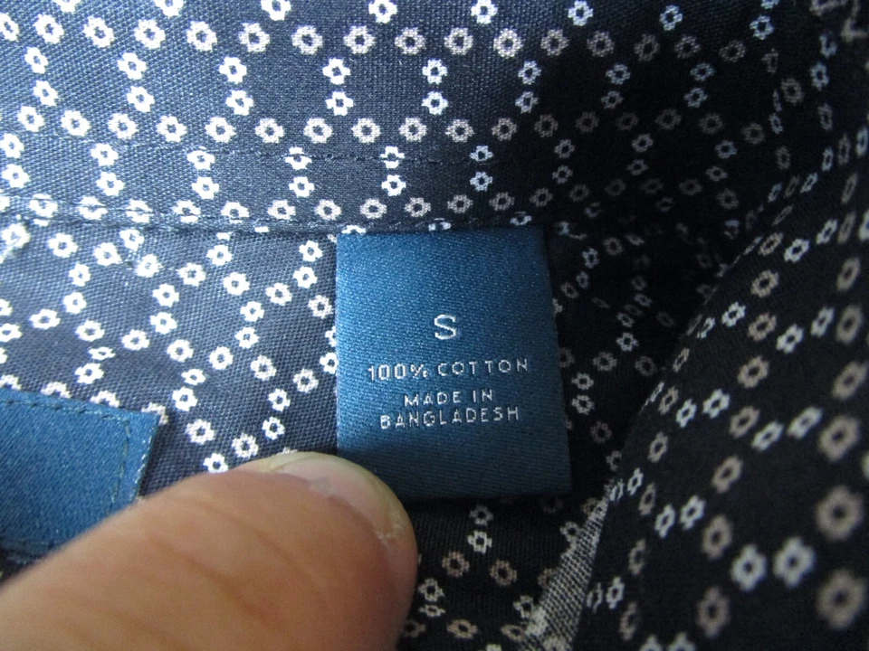 Perry Ellis Shirt Mens Small Slim Fit Dress Black Microdot Button up Long Sleeve - Image 4 of 4