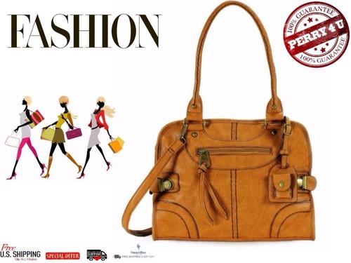 Leather Bag Vintage Women Handbag Shoulder Messenger Purse Satchel Tote Pu Camel