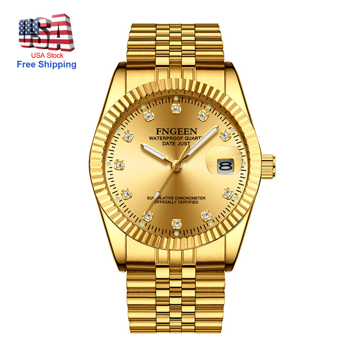 2022 Men&apos;s Watch Relojes De Hombre Gold Stainless Classic Dial Steel Quartz US