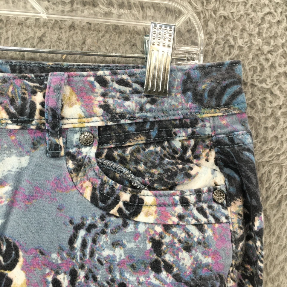 Pantalones ajustados Vera Wang para mujer 4 (real 30x28,5) tiro medio múltiple cremallera abstracta mosca Foto 3 de 4