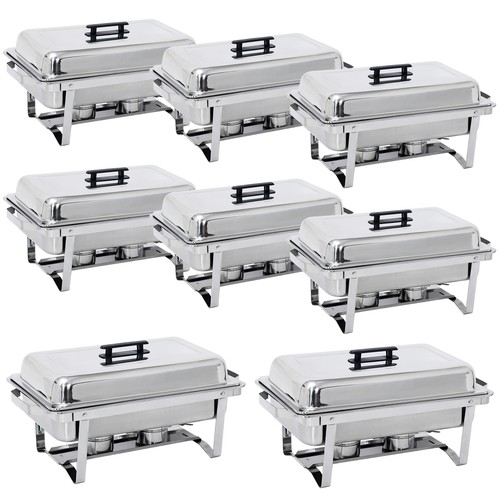 Paquetes de 8 cuartos de galón de acero inoxidable bandejas buffet chafer buffet calentador - Imagen 1 de 24