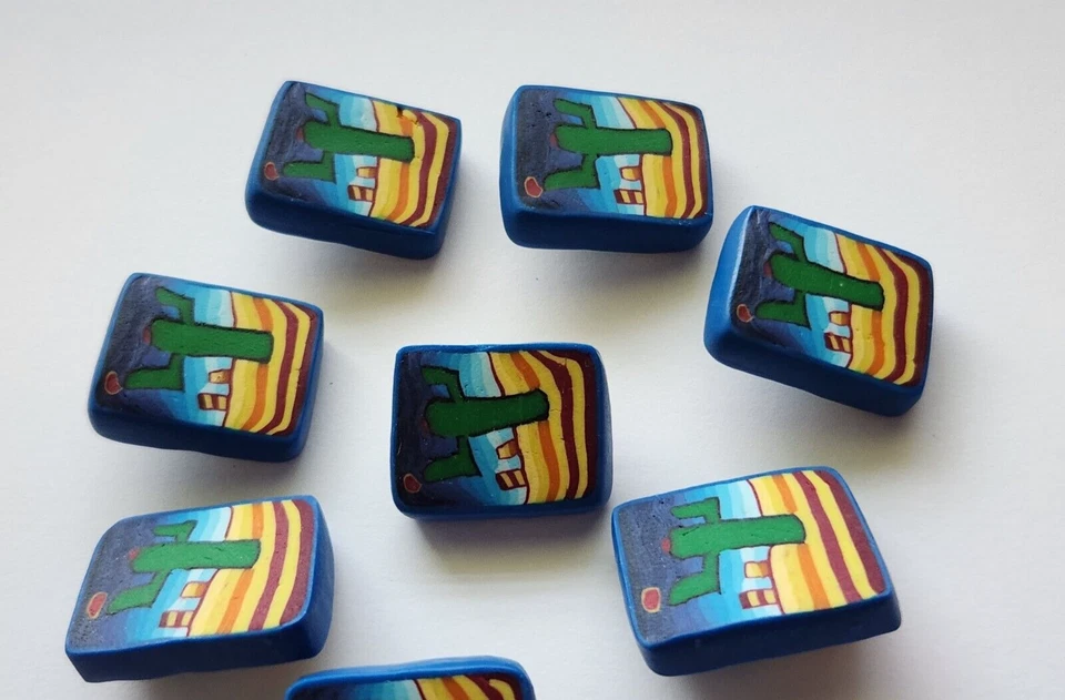 Cactus Desert Theme Polymer Clay Button 8 Pieces - Image 3 of 4