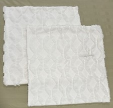 Set of 2 White Fur Textured Diamond Pattern Square Pillow Shams 20"