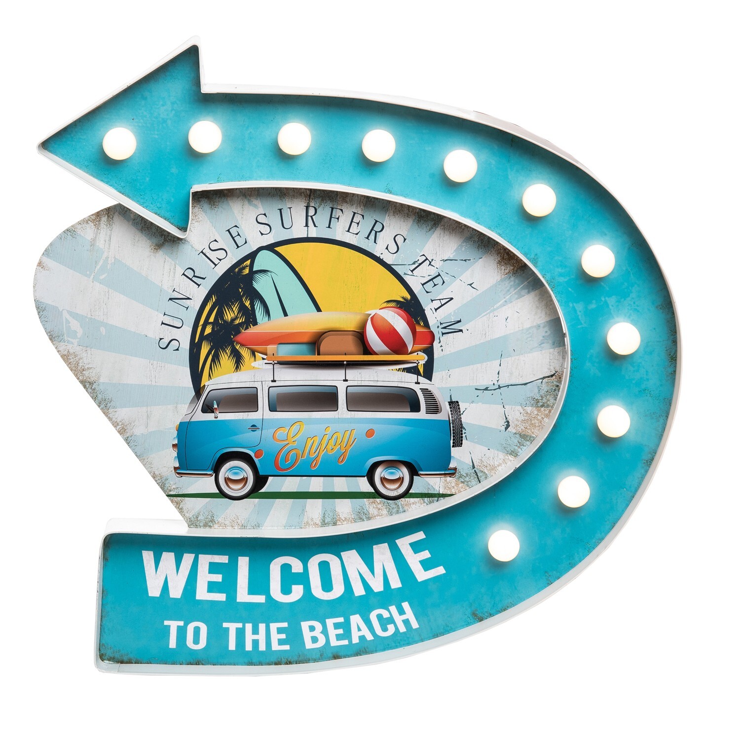 Iron Welcome Van Sign Wall Coastal Plaque Sign Wall Hanging Decor Decoration