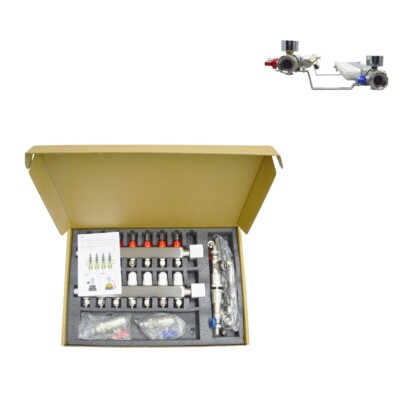 1/2'' PEX 7-Branch PEX Radiant Floor Heating Manifold Set NPT 1'' Stainless Steel