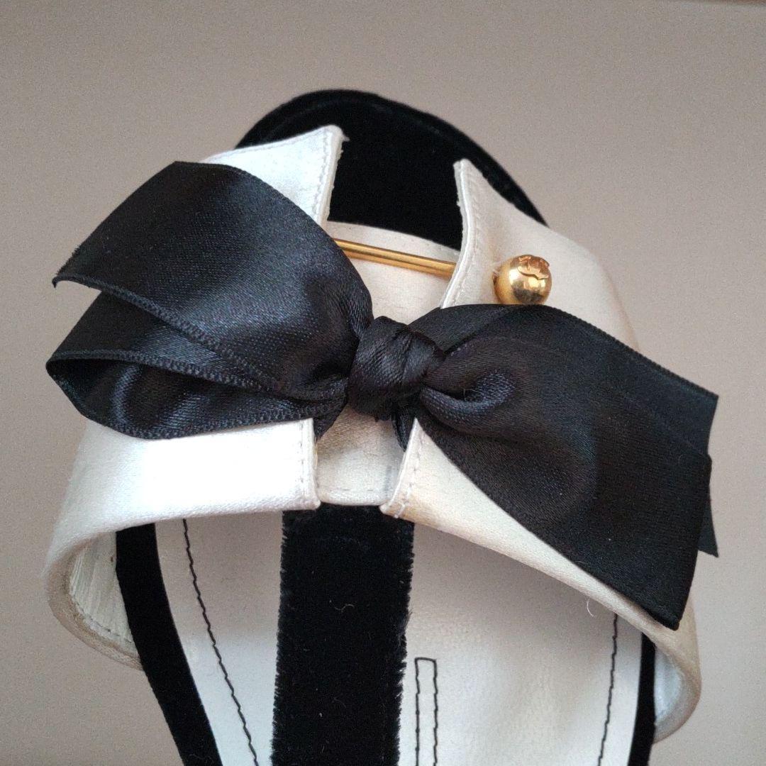CHANEL Vintage Sandals Ribbon EU 37 1/2 Black White Unused CHANEL Vintage Sandals Ribbon EU 37 1/2 Black White Unused