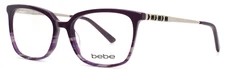 BEBE BB5197 500 Plum Animal Womens Semi Cat Eye Eyeglasses 52-16-135 B:39