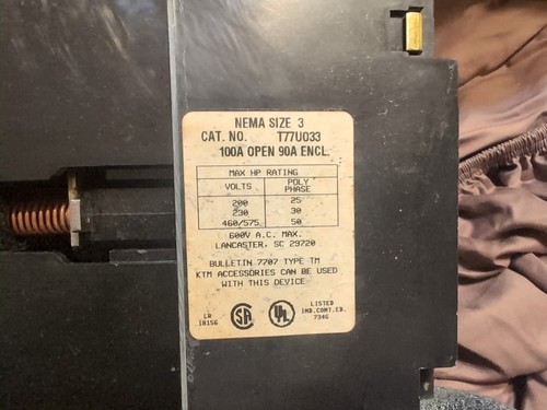 NEW JOSLYN CLARK T77U033-26 CONTACTOR SIZE 3 T77U03326 100A 3 POLE - Picture 6 of 14