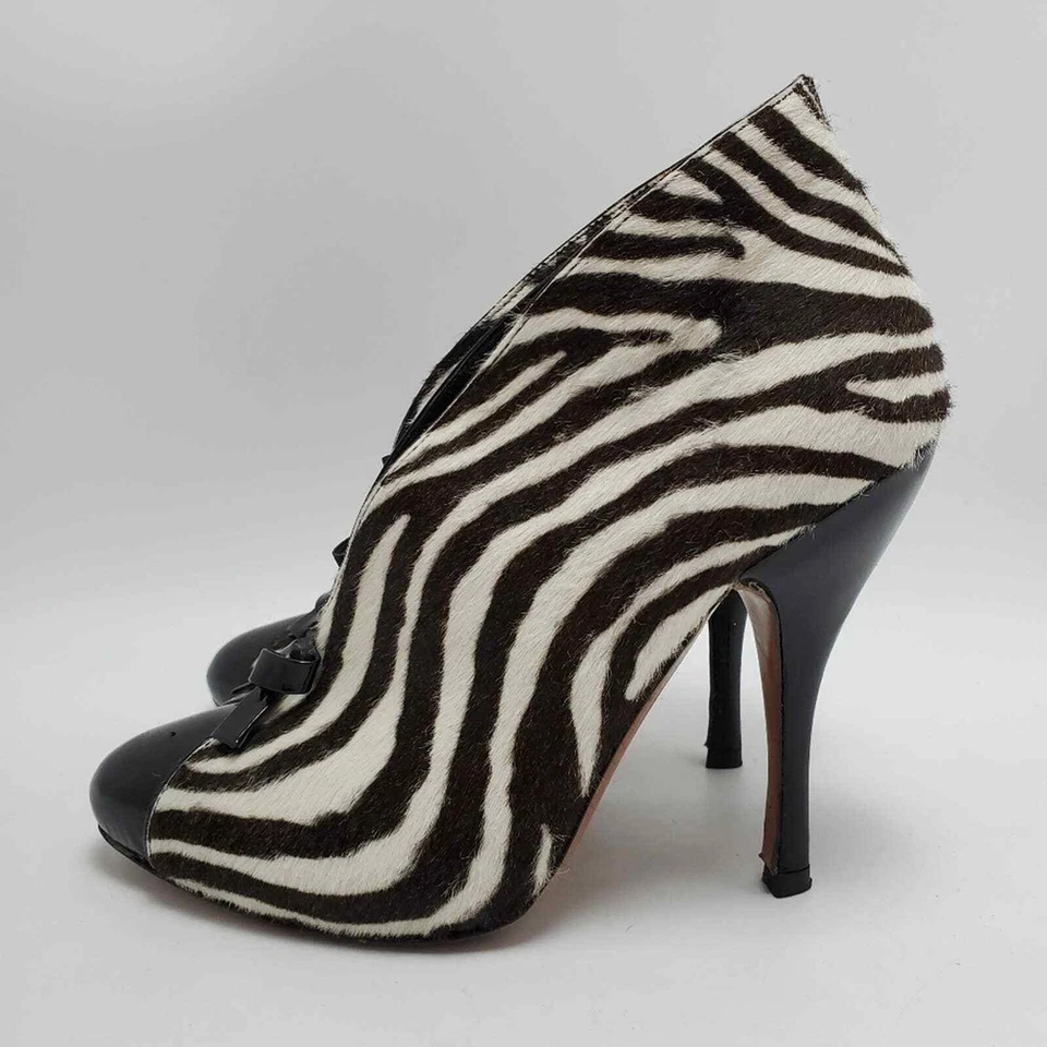 Botines Alaia Azzedine piel de becerro pelo de pony cebra estampado animal tacón talla 37 Foto 2 de 4