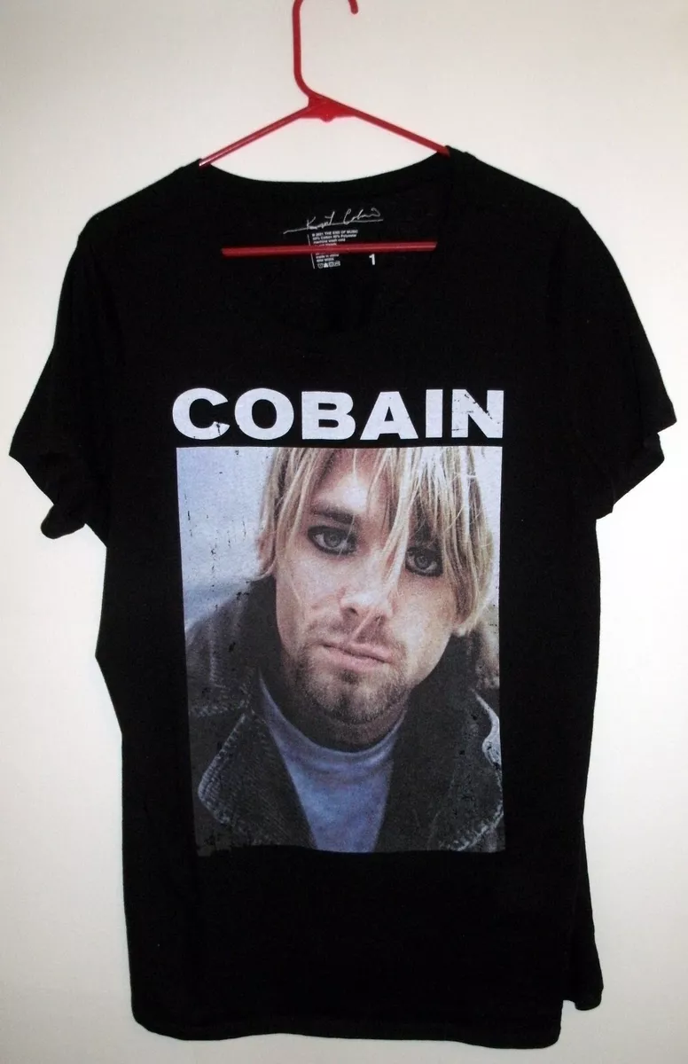 Size L Large Kurt Cobain Nirvana Signature T-Shirt Black Rock & Roll 1994 Music