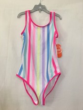 NWT Wonder Nation Stripe 1pc Swimsuit Girls UPF 50 sizes L 10-12 , XL 14-16 