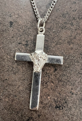 Sterling Silver 925 Link Chain with Cross Pendant 17” Chain | eBay