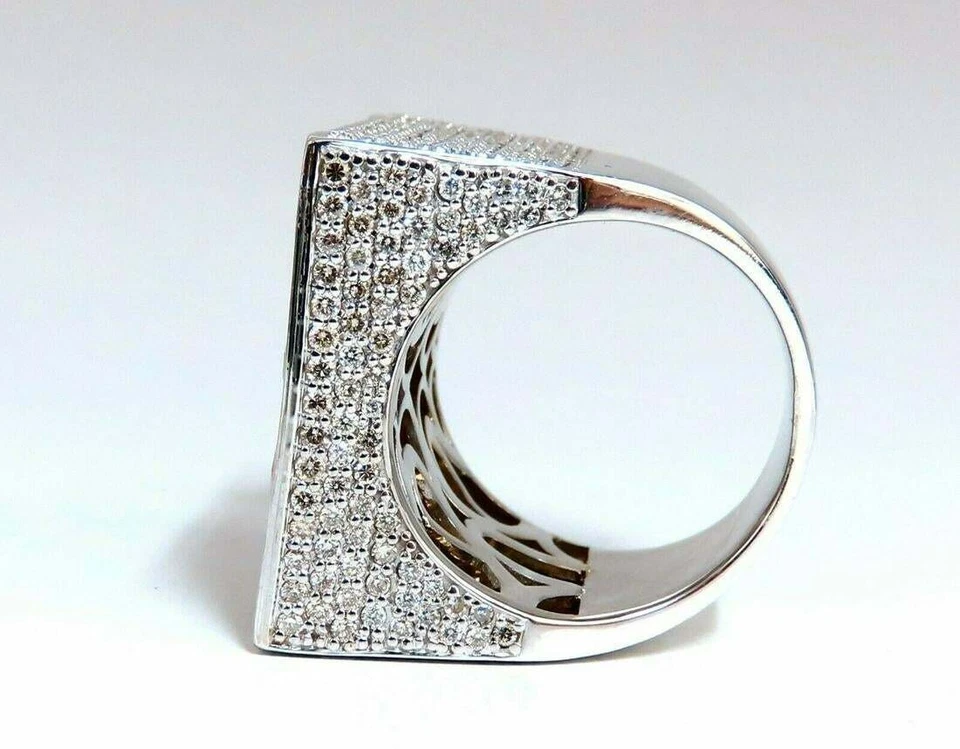 Conjunto de micro pavé de corte redondo y baguette de 3,65 quilates enorme anillo de plata 925 hip-hop para hombre Foto 4 de 4
