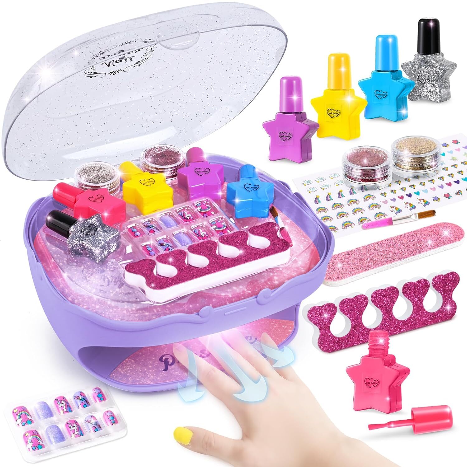 Glitter Nail Art Kit for Kids Ages 7-12 - Fun Nail Polish Set-image