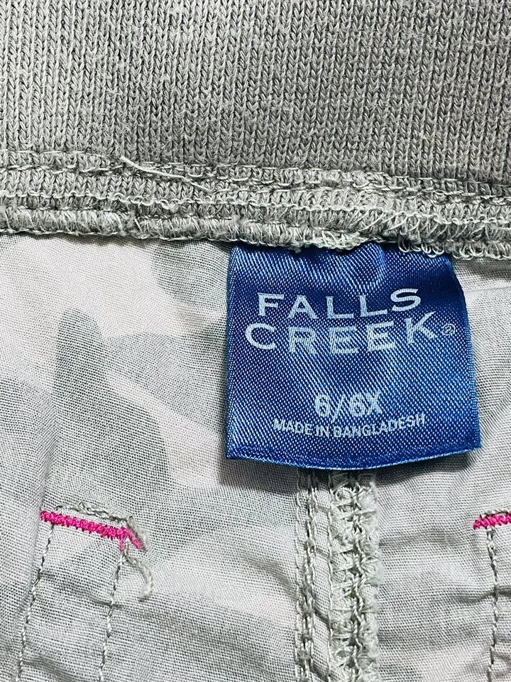 Pantalones de Carga Niñas Desteñidos Gloria Camuflaje Verde Acentos Rosa Enrollables Talla 6/6x Foto 3 de 4