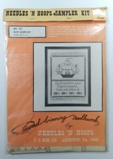 Needles 'N Hoops Sampler Kit 101 Ship Sampler Linen Floss Vintage New