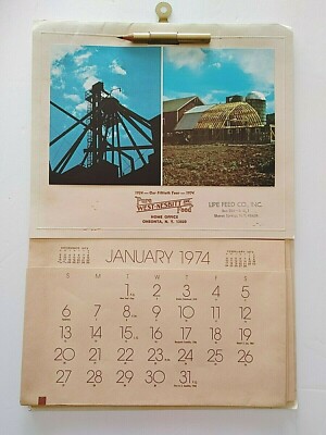 Vintage Pocket Calendar 1974 Lipe Feed Co. Sharon Springs, N.Y. Advertising  | eBay