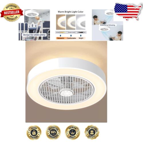Safe and Stylish Enclosed Ceiling Fan Light with 3 Colors & Remote Control