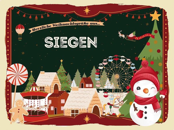 Holzschild 30X40 Cm Weihnachten GrüßE Aus Siegen Deko Geschenk Holz Schild-image