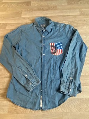 Ac4 Jeanshemd Fresh Brand - Größe L - Flagge USA