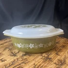 Vintage Pyrex Crazy Daisy Spring Blossom 1 1/2 Qt Oval Casserole Dish W Lid