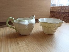 Beleek Pottery sugar bowl and jug