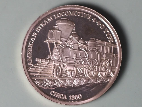 Silver Round Bullion American Steam Locomotive NICE Condition 1 oz .999