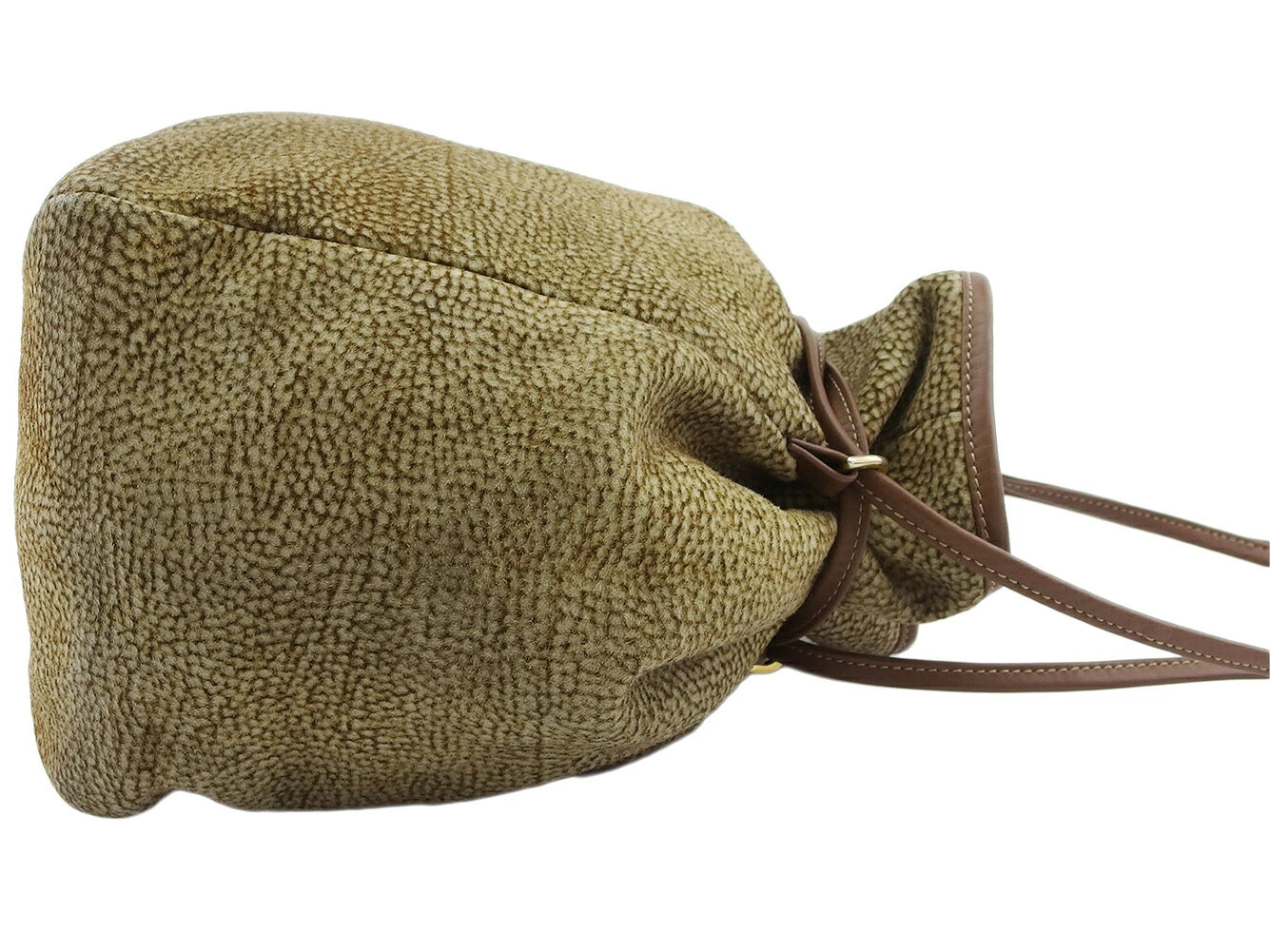 Borbonese Shoulder Bag, Quail Pattern, Redwall Tag, Beige, Brown, — image 4