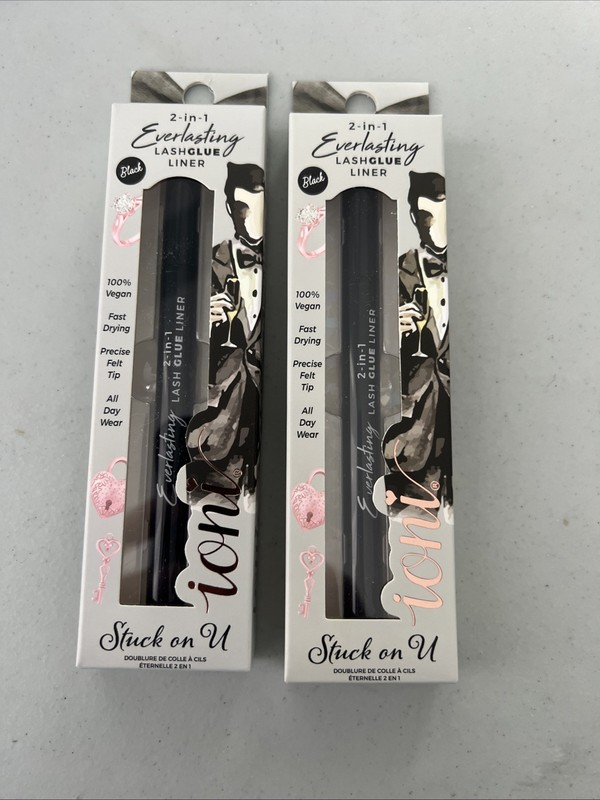 Ioni EVERLASTING 2-in-1 Lash Glue Liner - Black. Fast Drying Felt Tip Set Of 2
