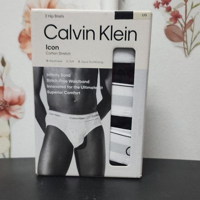 Calvin Klein Icon Cotton Stretch Hip Briefs 3 Pack Striped Multicolor Men's L