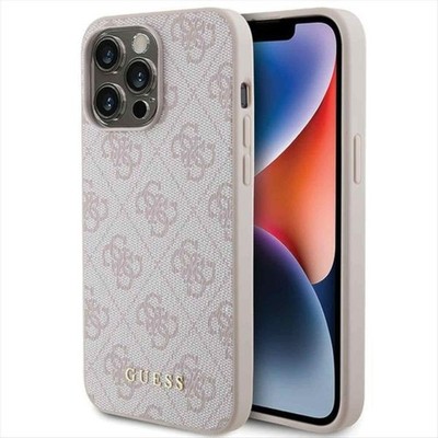 Guess Hülle etui für iPhone 15 Pro Max Rosa hard case 4G Metal Gold Logo