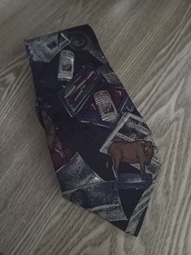 Corbata de colección HALSTON III para hombre 100 % seda diseñador EE. UU. corbata Bull - Imagen 1 de 6