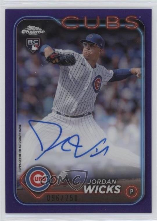 2024 Topps Chrome Rookie Purple Refractor 96/250 Jordan Wicks #RA-JWS Auto 0ti4