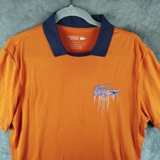 Lacoste Sport Ultra Dry Miami Open Orange Drip Croc Performance S/S Shirt Size M