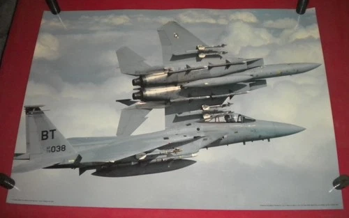 Vintage F-15 Eagle Fighters over Bitburg West Germany Poster 1985 20x28 Hall