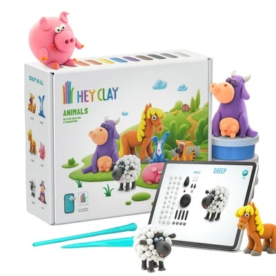 SARCIA.EU Hey Clay Tiere, Spielknete + Zubehör, Modelliermasse, 15 Farben